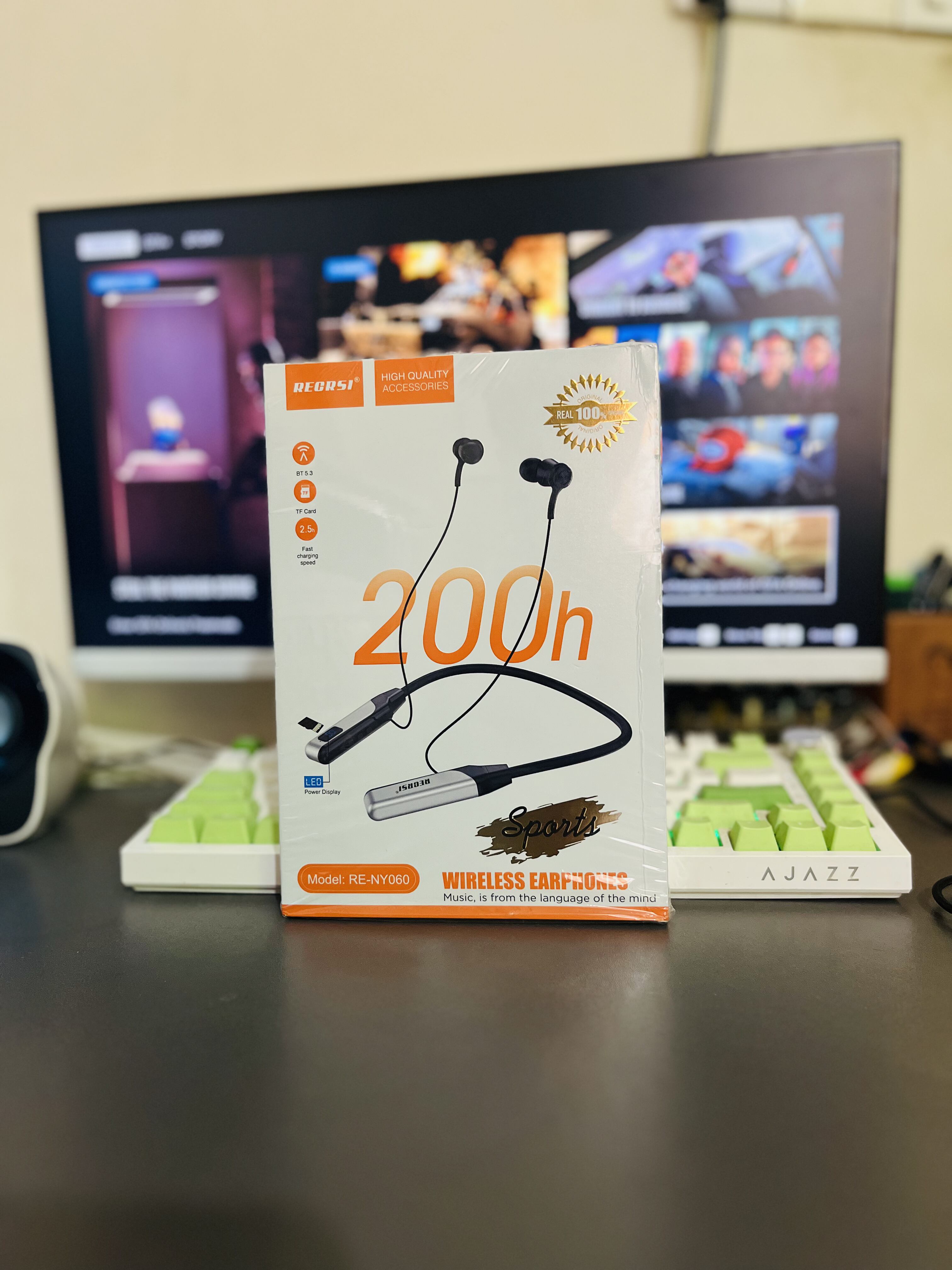 Recrsi RE-NY060 Wireless Neckband | 200-Hour Battery | HD Calls |